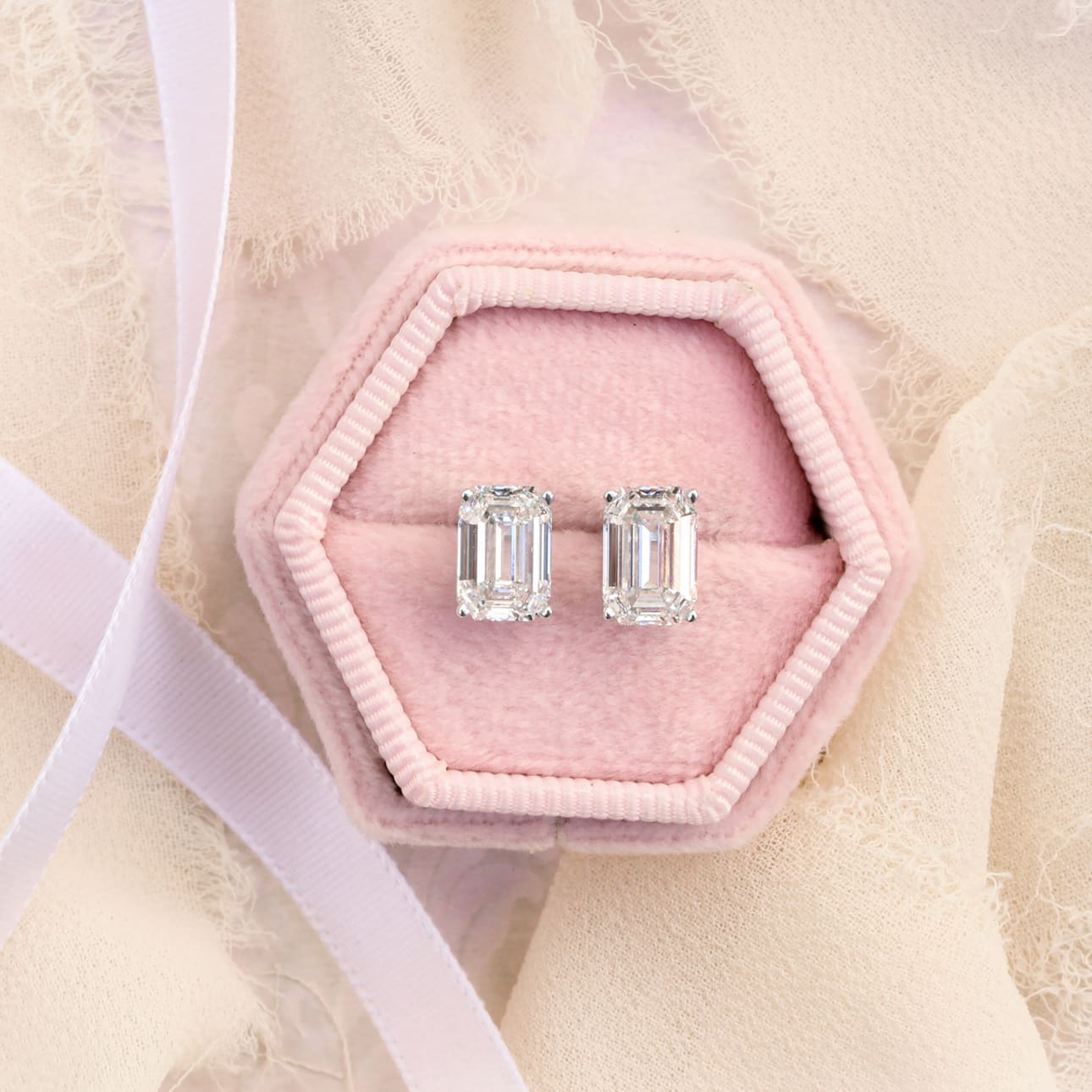 Solitaire Stud Earrings with 1.40 CT-3.0 CT Emerald Cut Moissanite