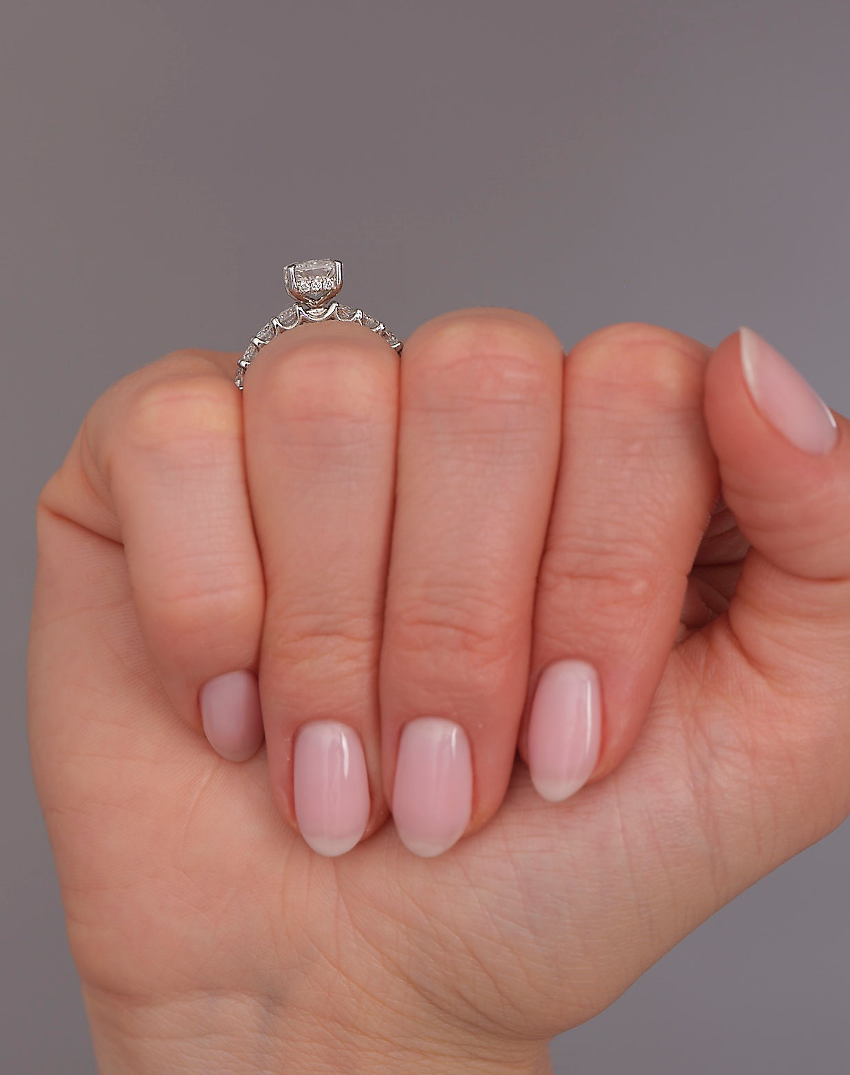 Pave Setting Ring with 3.40 CT Emerald Cut Moissanite