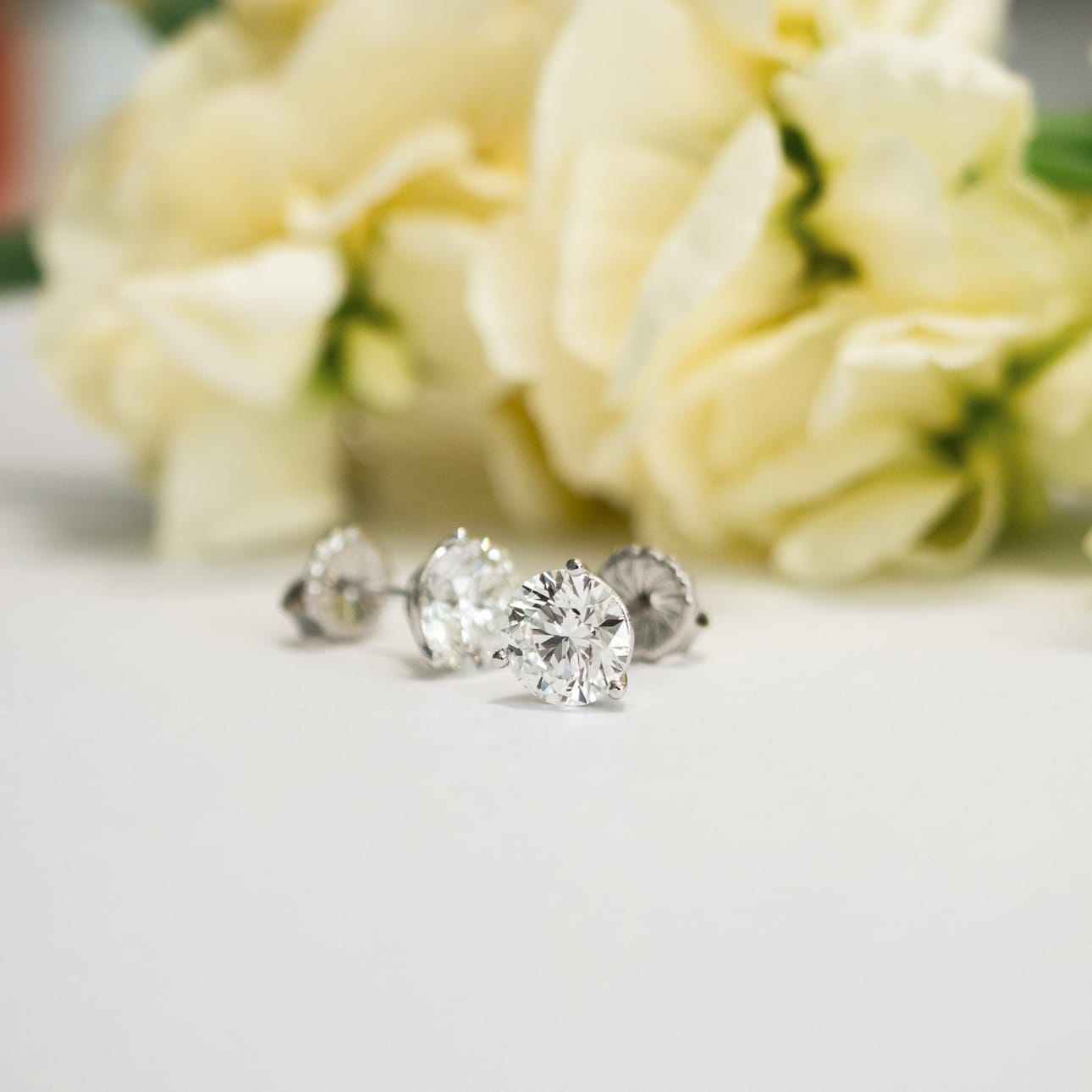 Solitaire Stud Earrings with 0.70 CT-1.50 CT Round Cut Moissanite