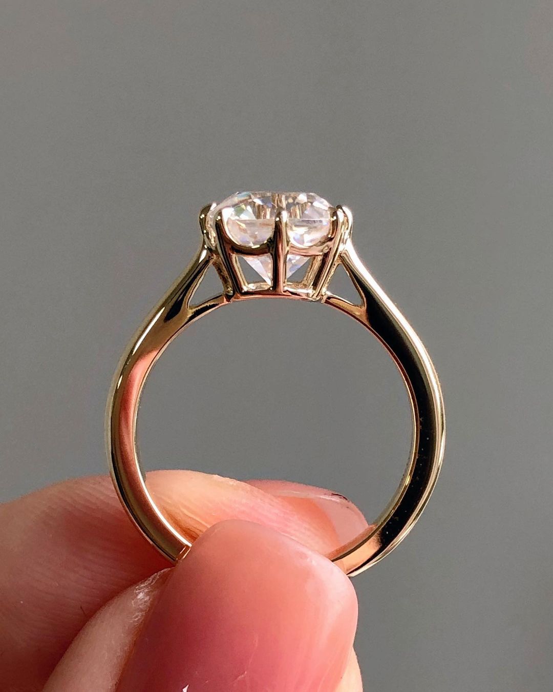 Solitaire Ring with 1.75 CT Old Mine Cushion Cut Moissanite