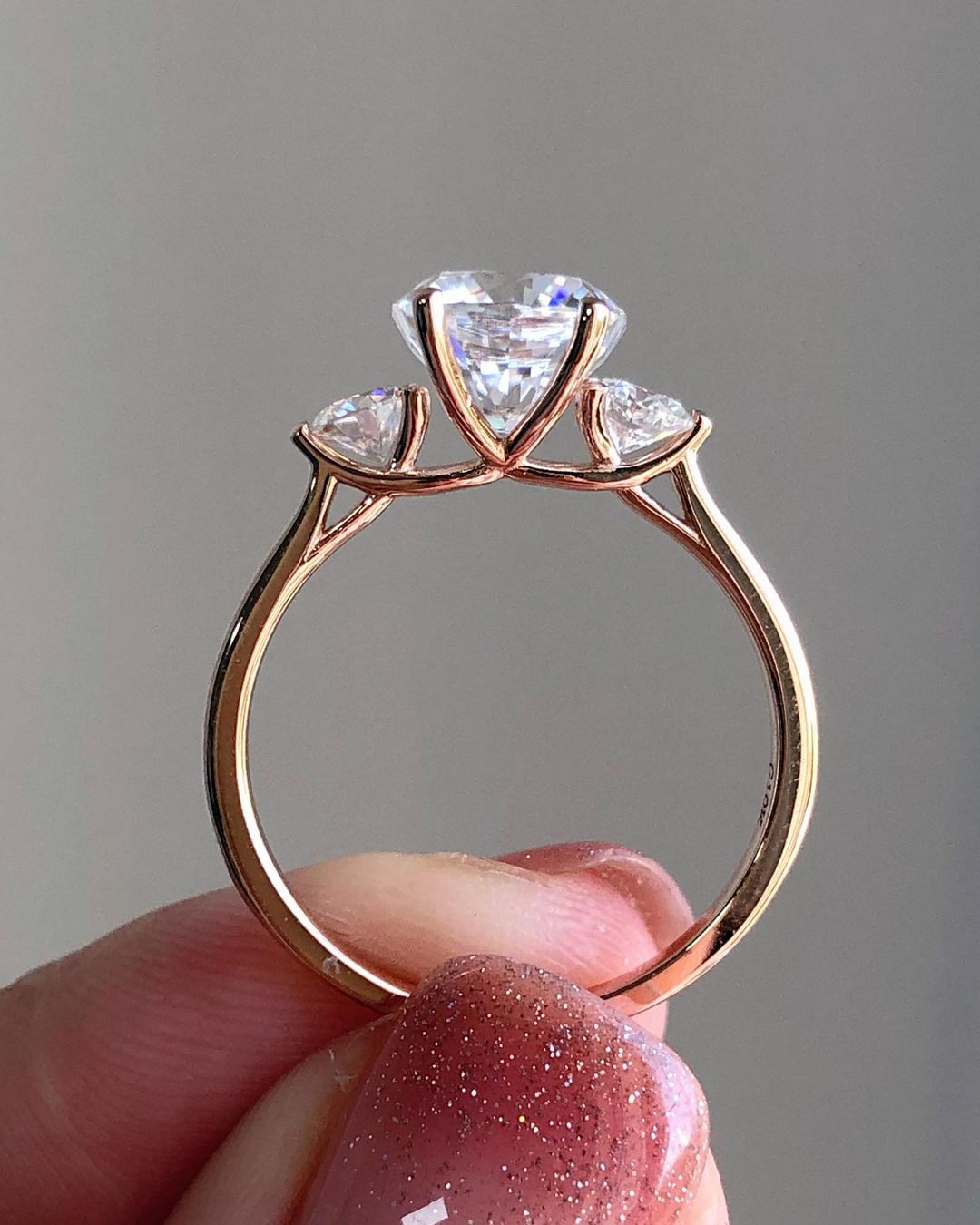 Three Stones Ring with 2.89 CT Cushion Cut Moissanite
