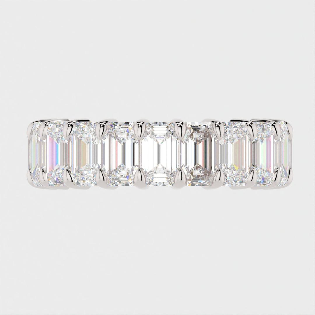 Full Eternity Wedding Band with 1.70 TCW Emerald Cut Moissanite