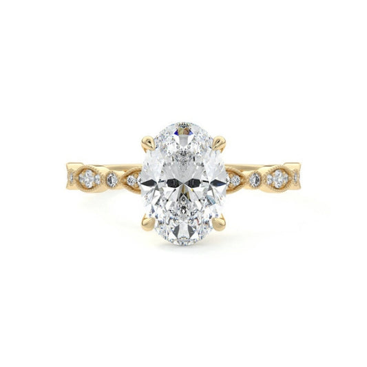 Pave Setting Ring with 2.0 CT Oval Moissanite
