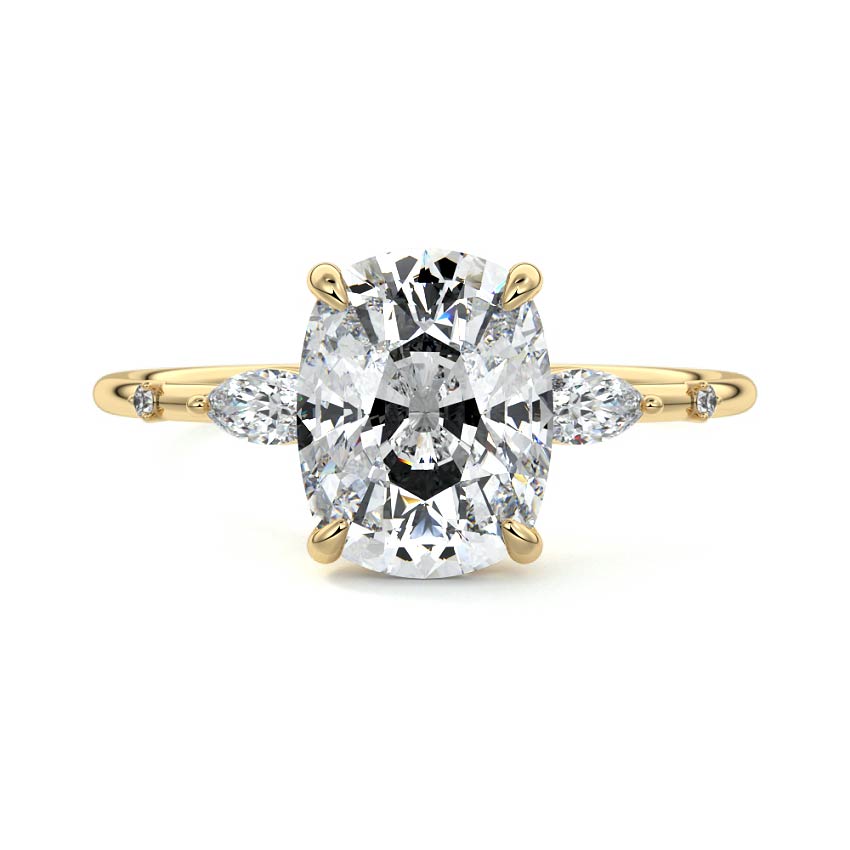 Three Stones Ring with 1.0 CT Cushion Cut Moissanite