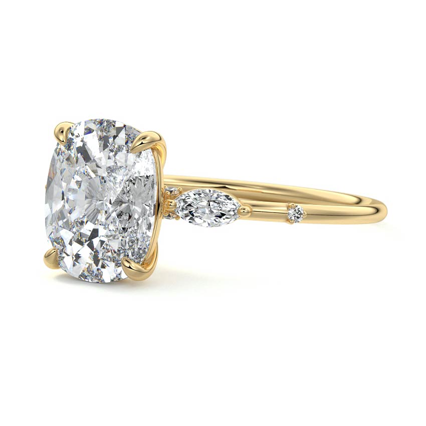 Three Stones Ring with 1.0 CT Cushion Cut Moissanite