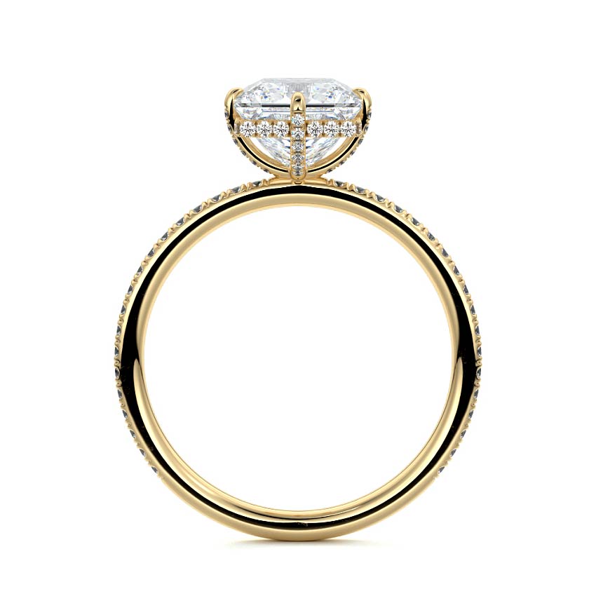 Hidden Halo & Pave Ring with 1.20 CT Princess Cut Moissanite