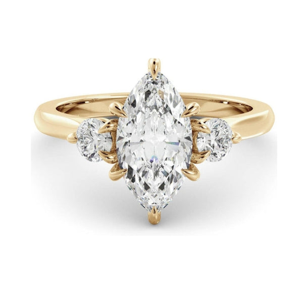 Three Stone Ring with 1.20 CT Marquise Moissanite