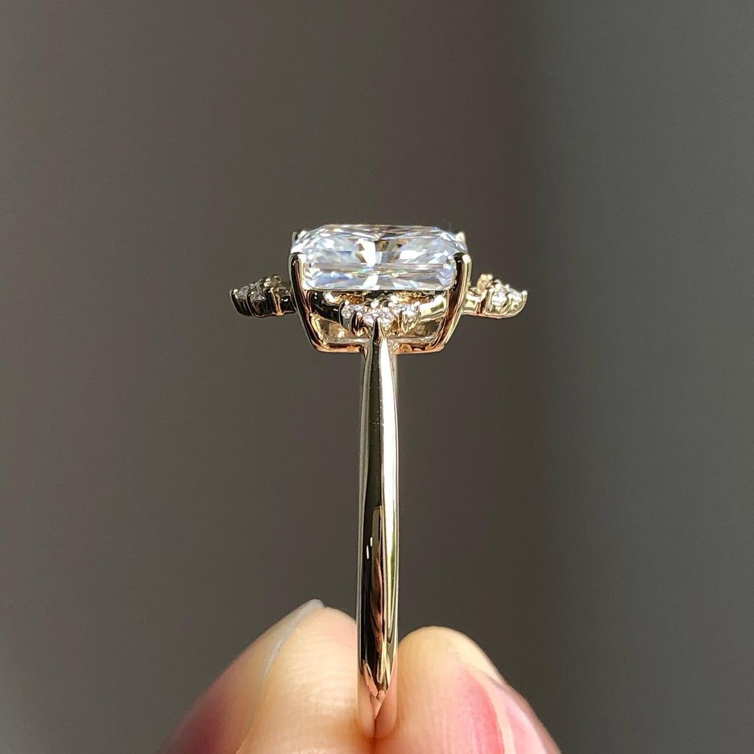 Cluster Ring with 2.43 CT Radiant Cut Moissanite