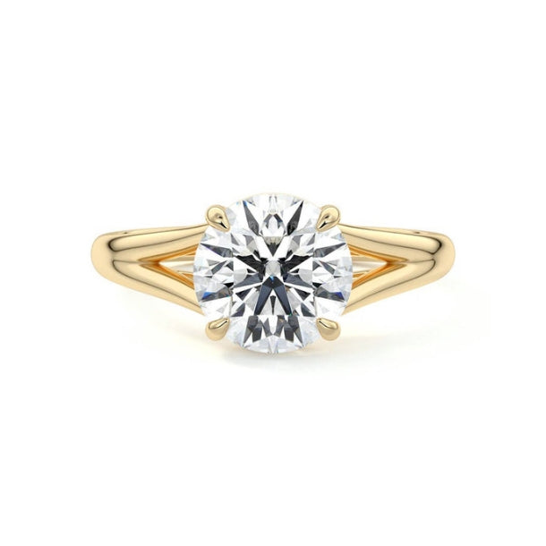 Solitaire Split Shank Style Ring with 1.0 CT Round Cut Moissanite