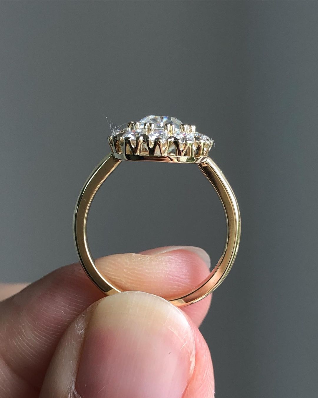 Halo Ring with 3.0 CT Old Mine Oval Cut Moissanite