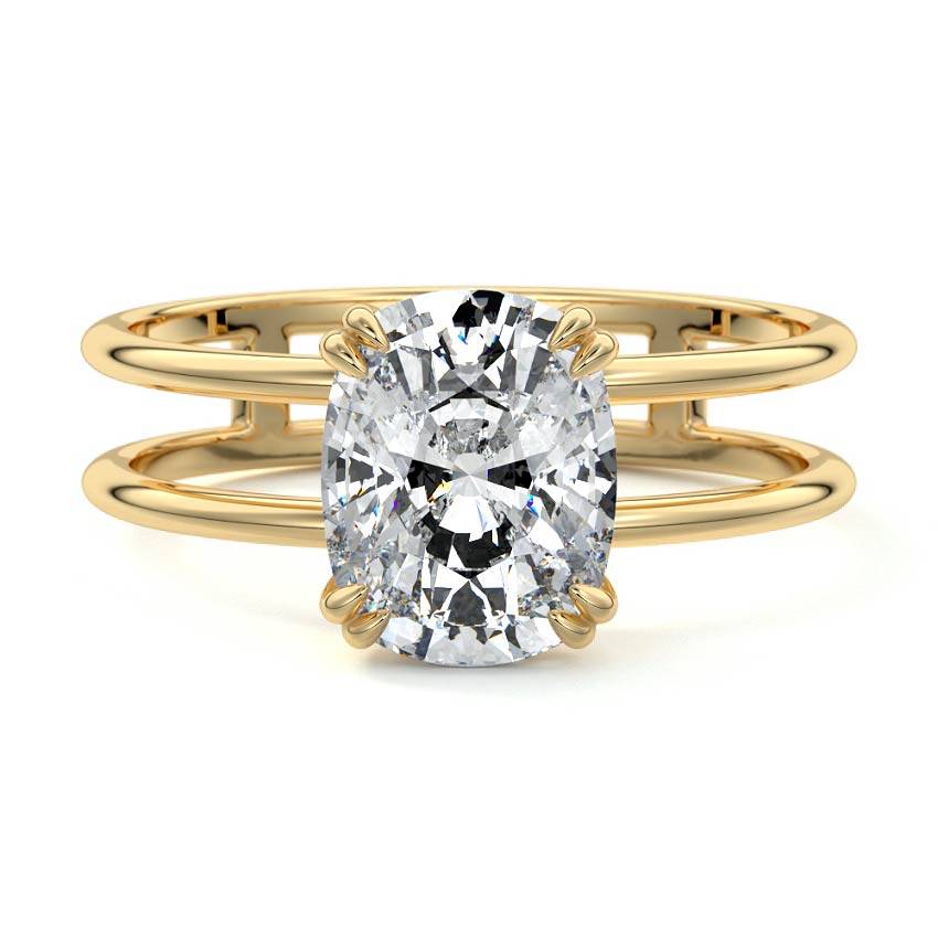 Double Band Ring with 1.70 CT Cushion Cut Moissanite