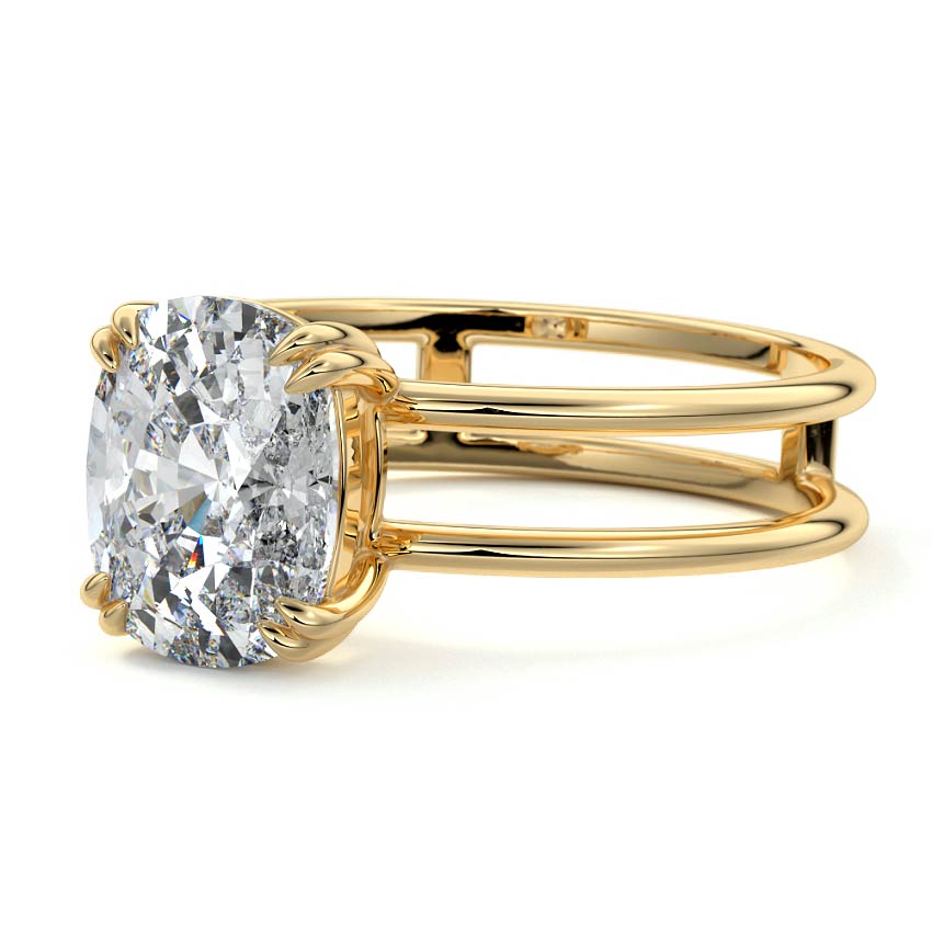 Double Band Ring with 1.70 CT Cushion Cut Moissanite