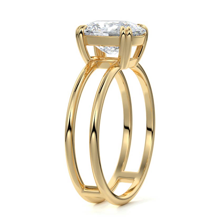 Double Band Ring with 1.70 CT Cushion Cut Moissanite