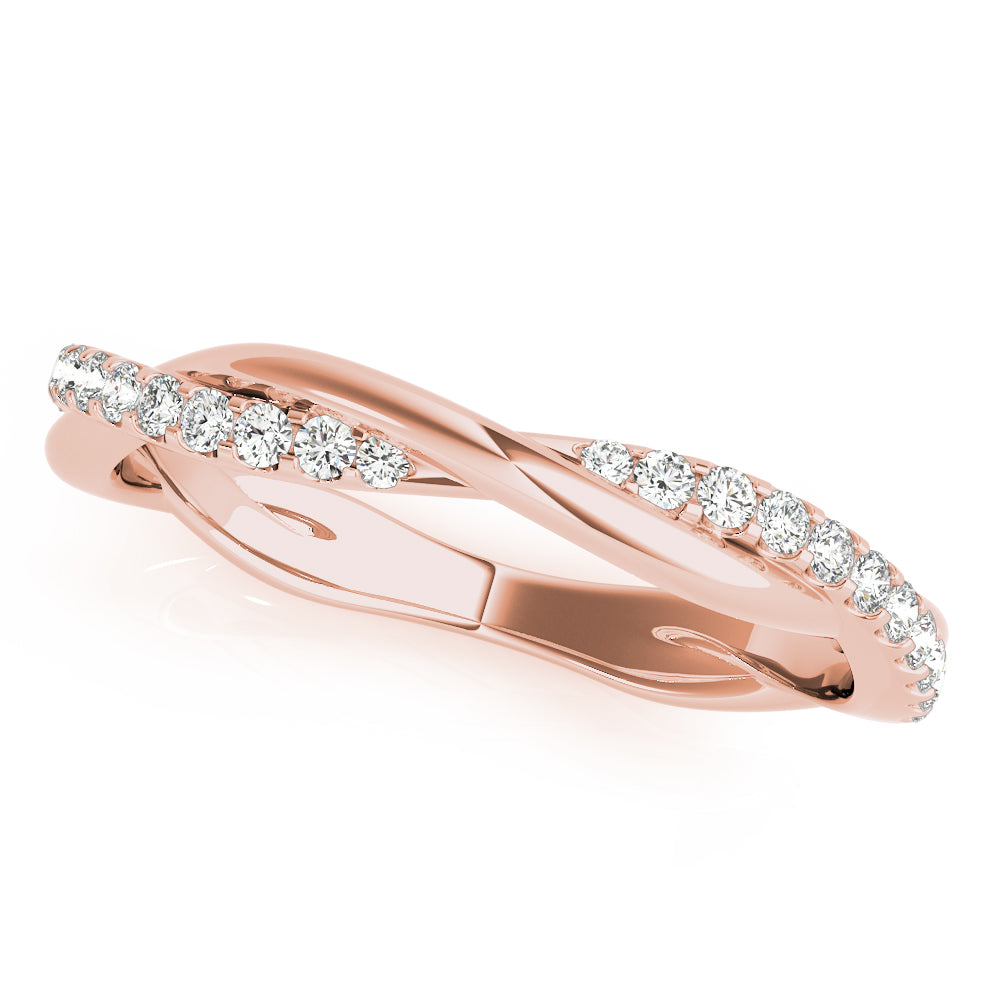 Twisted Wedding Band with 0.30 TCW Round Cut Moissanite