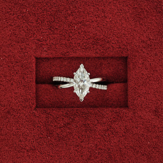 Marquise CVD diamond split shank engagement ring