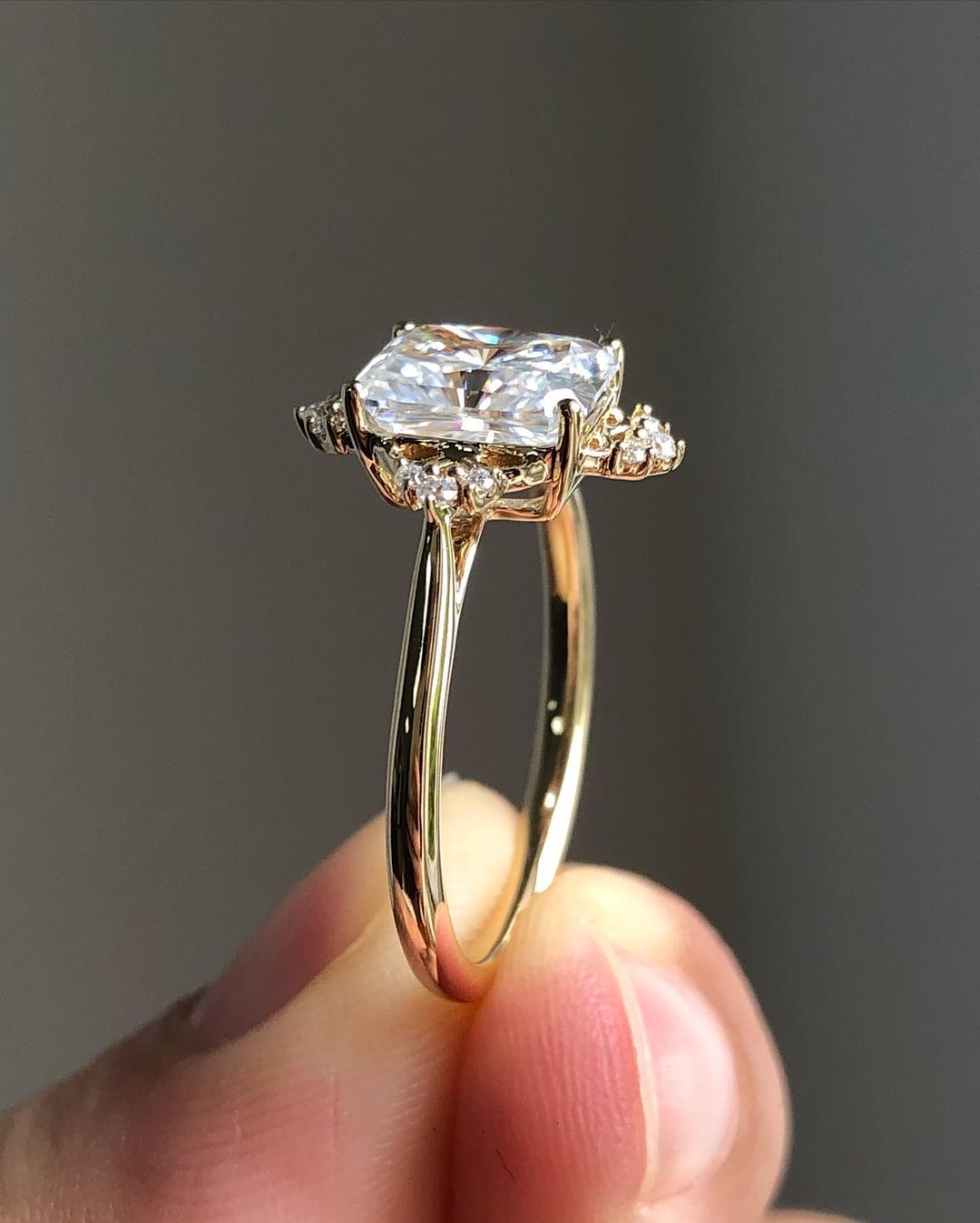 Cluster Ring with 2.43 CT Radiant Cut Moissanite