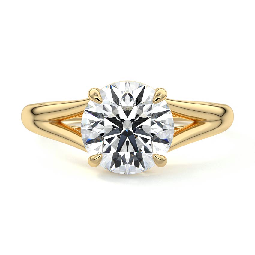 Solitaire Split Shank Style Ring with 1.0 CT Round Cut Moissanite