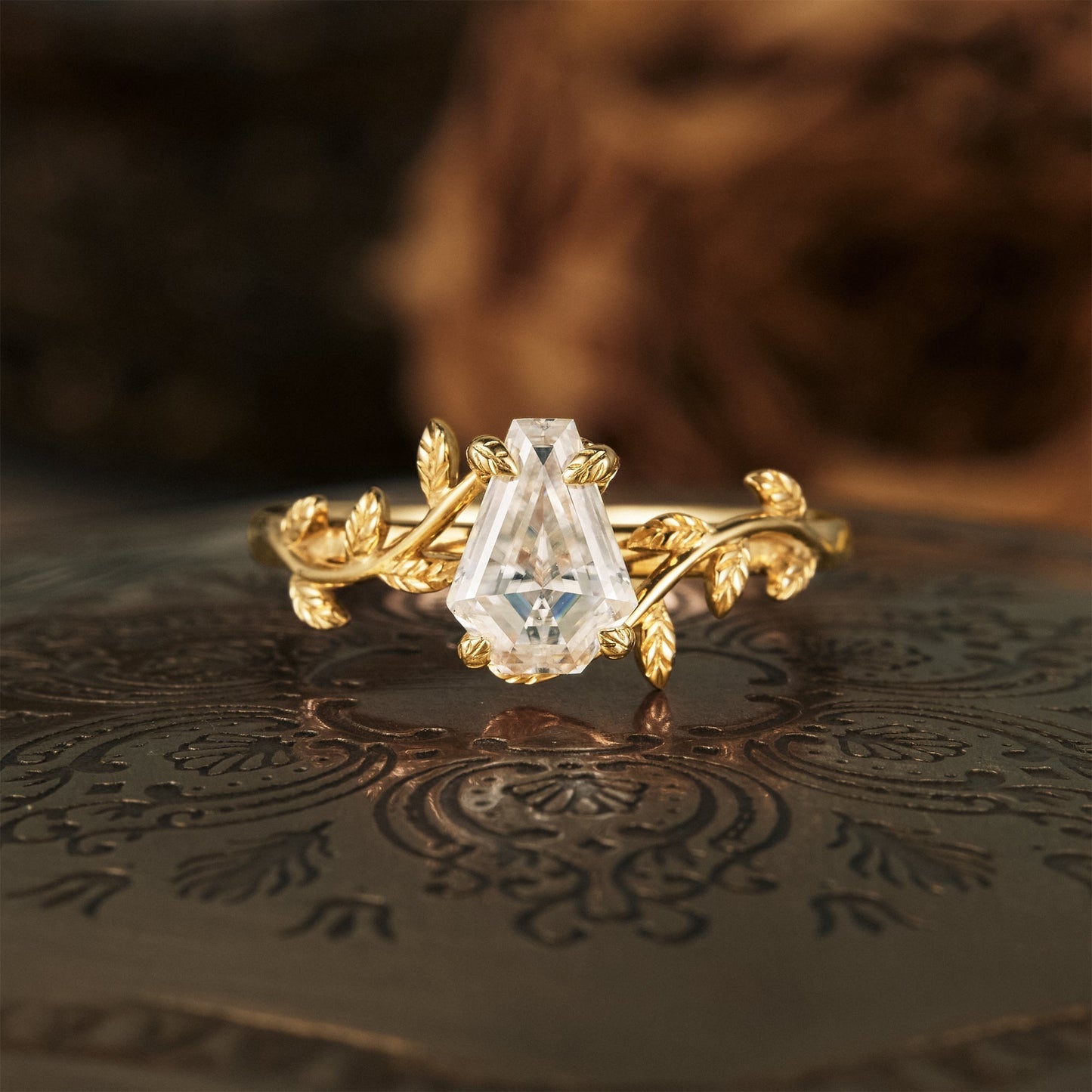 1.0 CT Carat Moissanite Diamond Kite Shape Vintage Engagement Ring