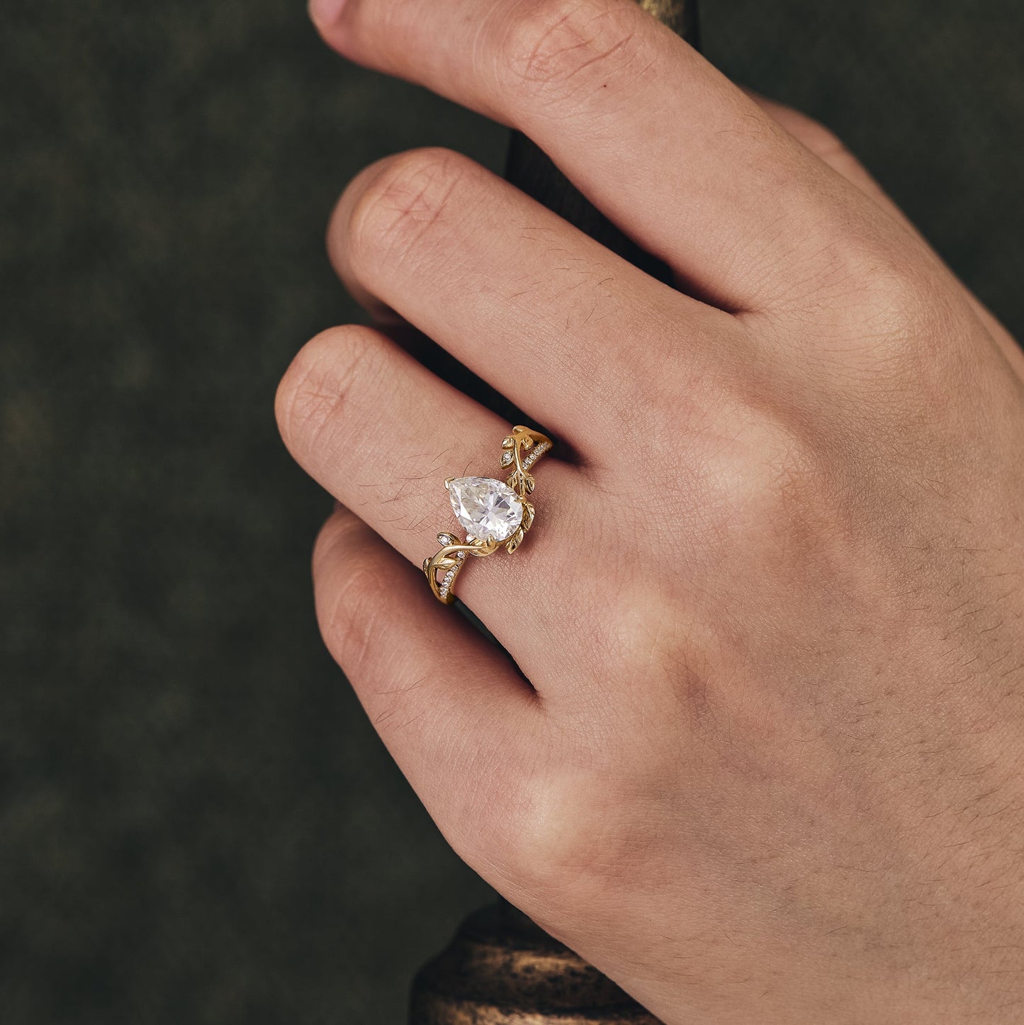 1.25 CT Carat Pear Shape Moissanite diamond Vintage Engagement Ring