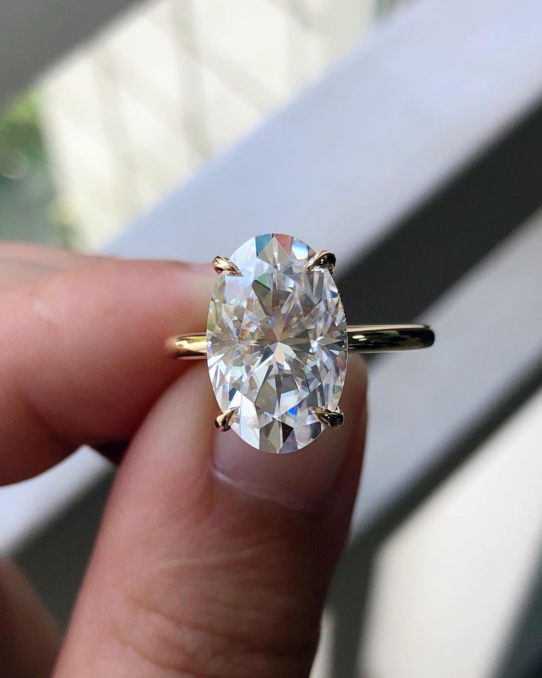 Double Hidden Halo Ring with 3.85 CT Oval Cut Moissanite
