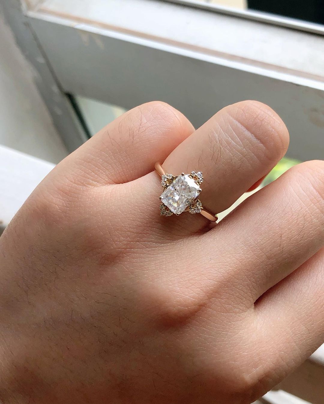 Cluster Ring with 2.43 CT Radiant Cut Moissanite