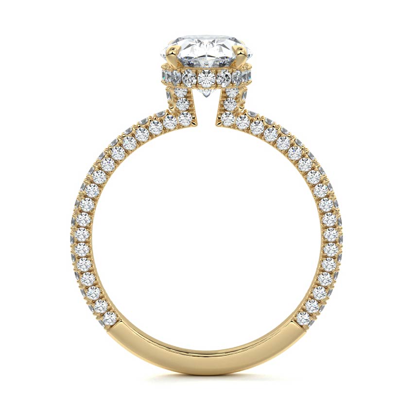 Hidden Halo & Triple Pave Ring with 1.50 CT Oval Cut Moissanite