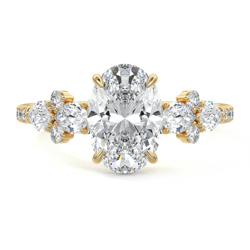 Cluster Ring with 1.20 CT Oval Cut Moissanite