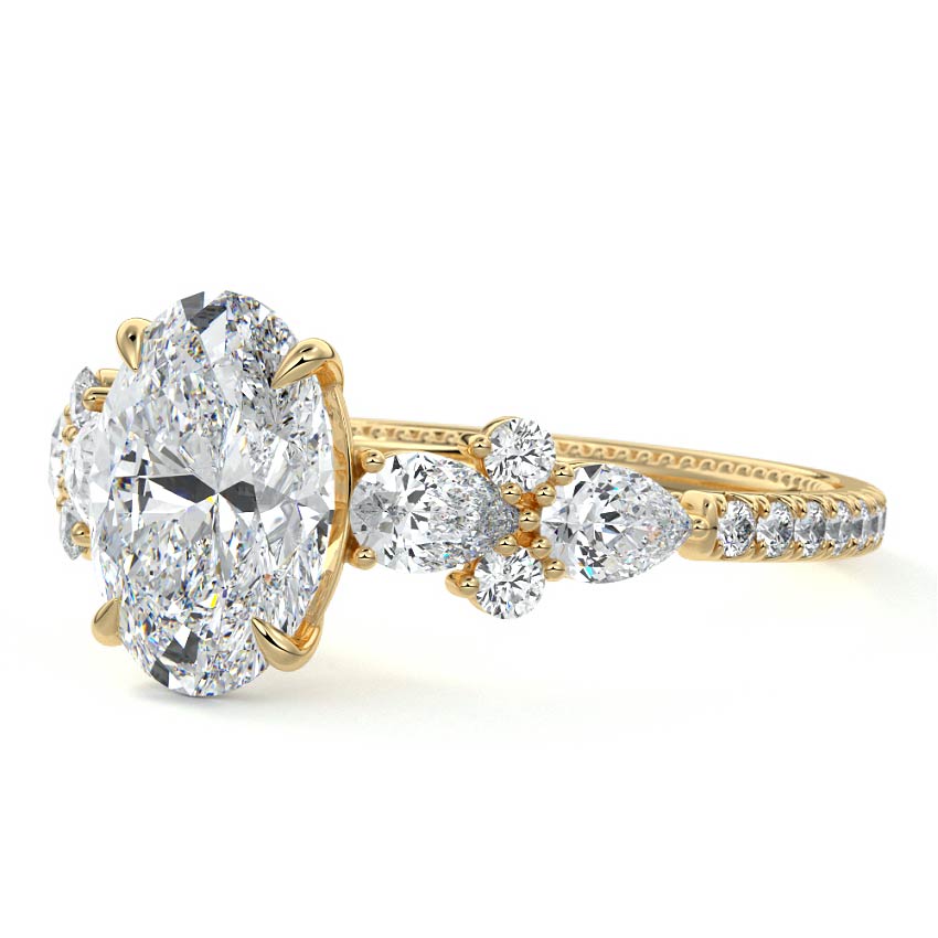Cluster Ring with 1.20 CT Oval Cut Moissanite