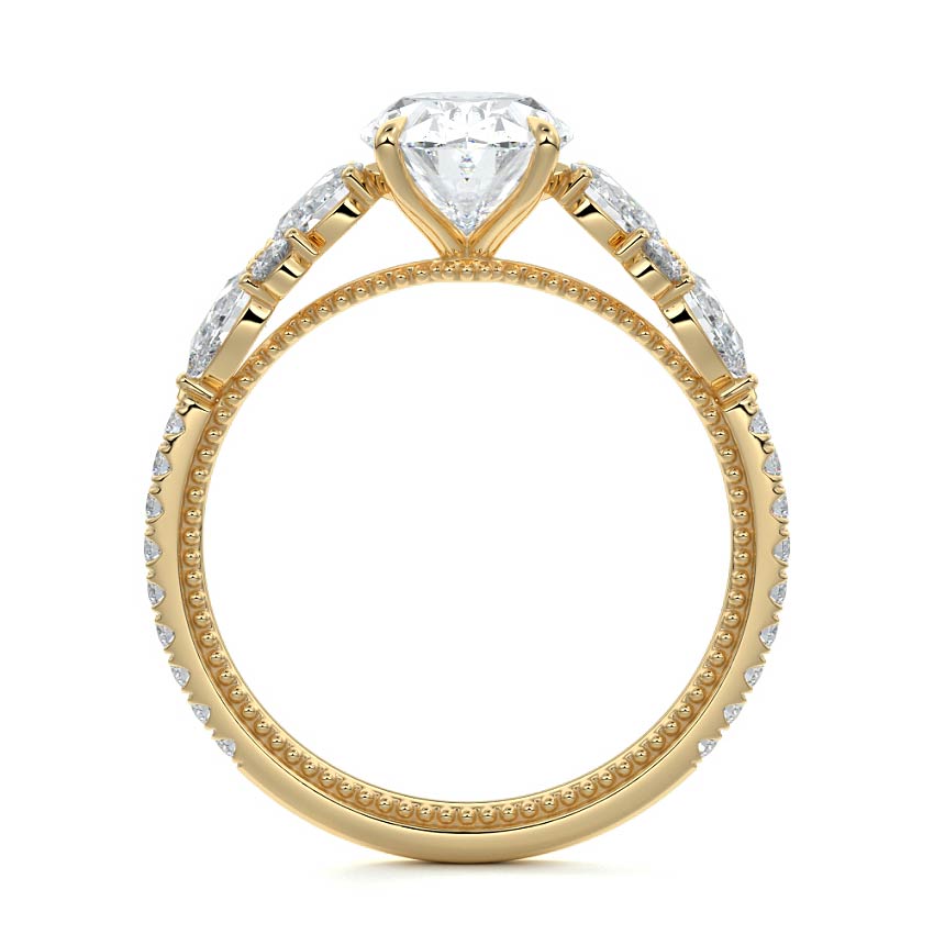 Cluster Ring with 1.20 CT Oval Cut Moissanite