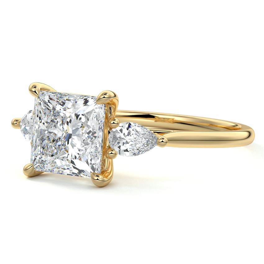 Three Stones Ring with 1.30 CT Princess Cut Moissanite