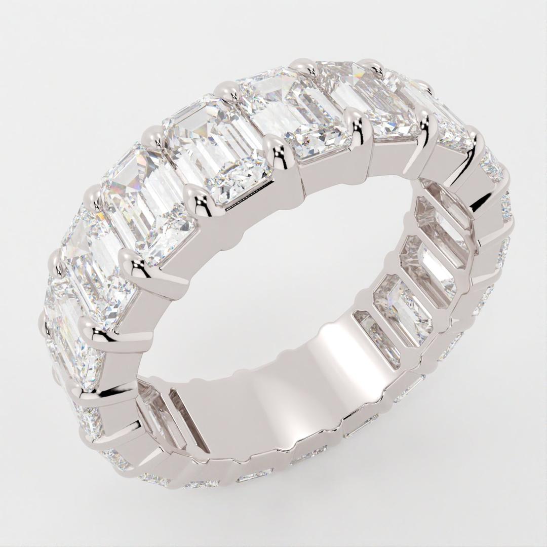 Full Eternity Wedding Band with 1.70 TCW Emerald Cut Moissanite