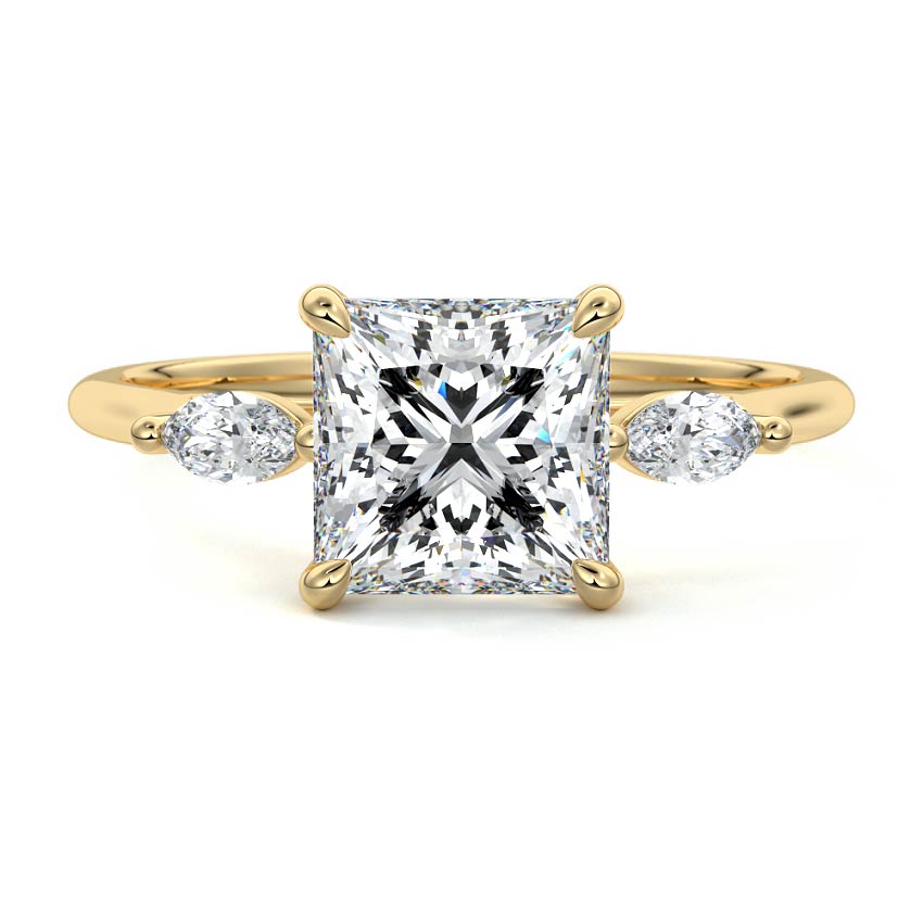 Three Stones Ring with 1.30 CT Princess Cut Moissanite