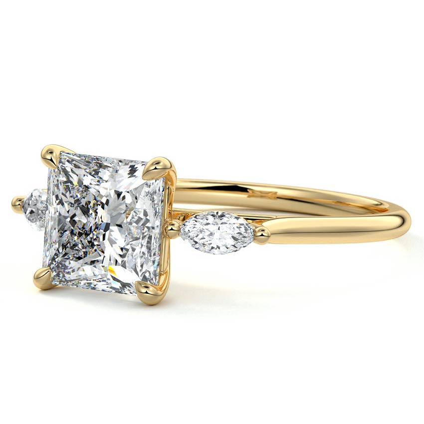 Three Stones Ring with 1.30 CT Princess Cut Moissanite
