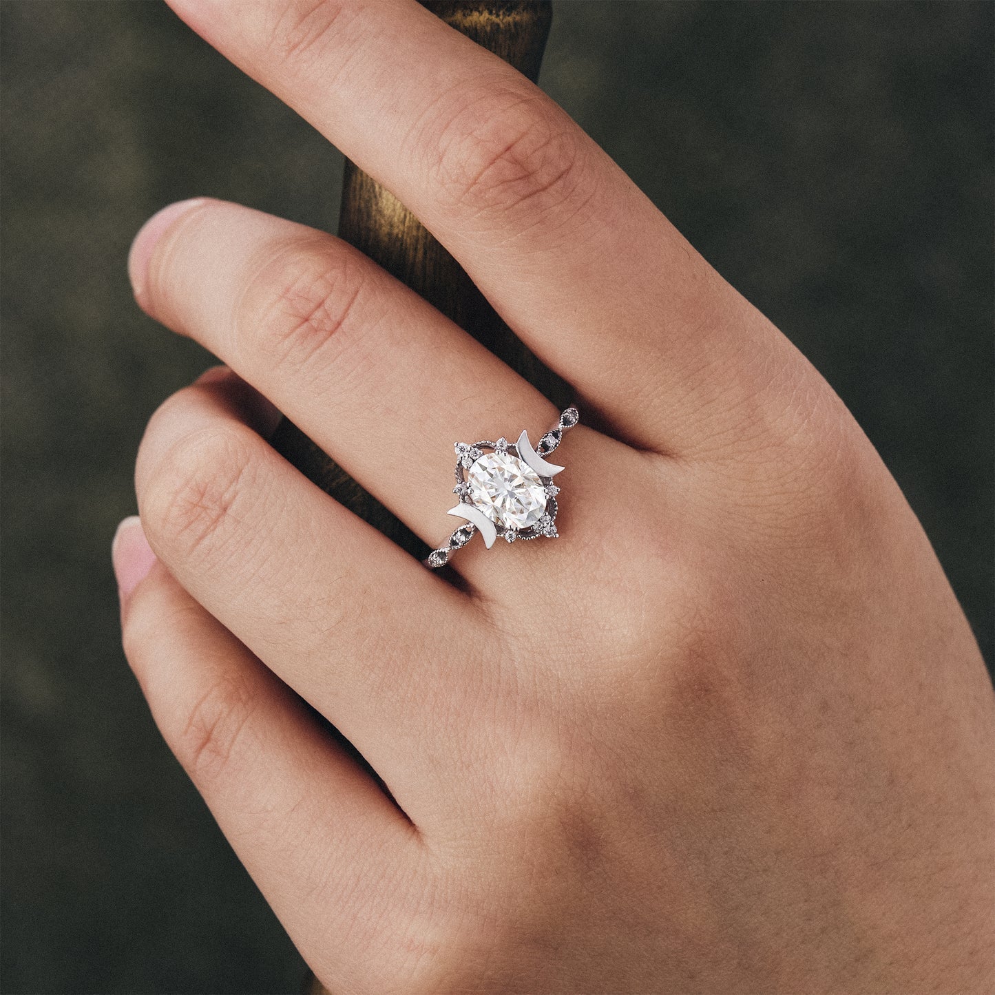 1.5 CT Carat Moissanite Diamond Oval Shape Vintage Engagement Ring