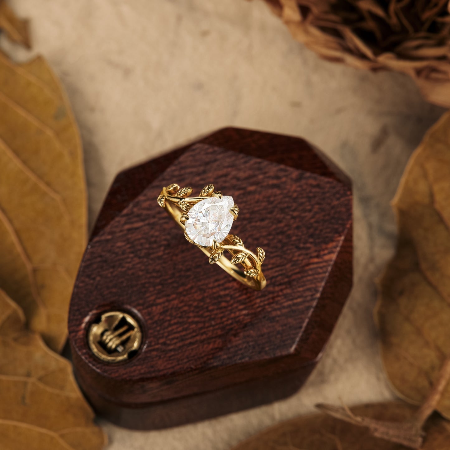 1.25 CT Carat Moissanite Diamond Pear Shape Vintage Engagement Ring