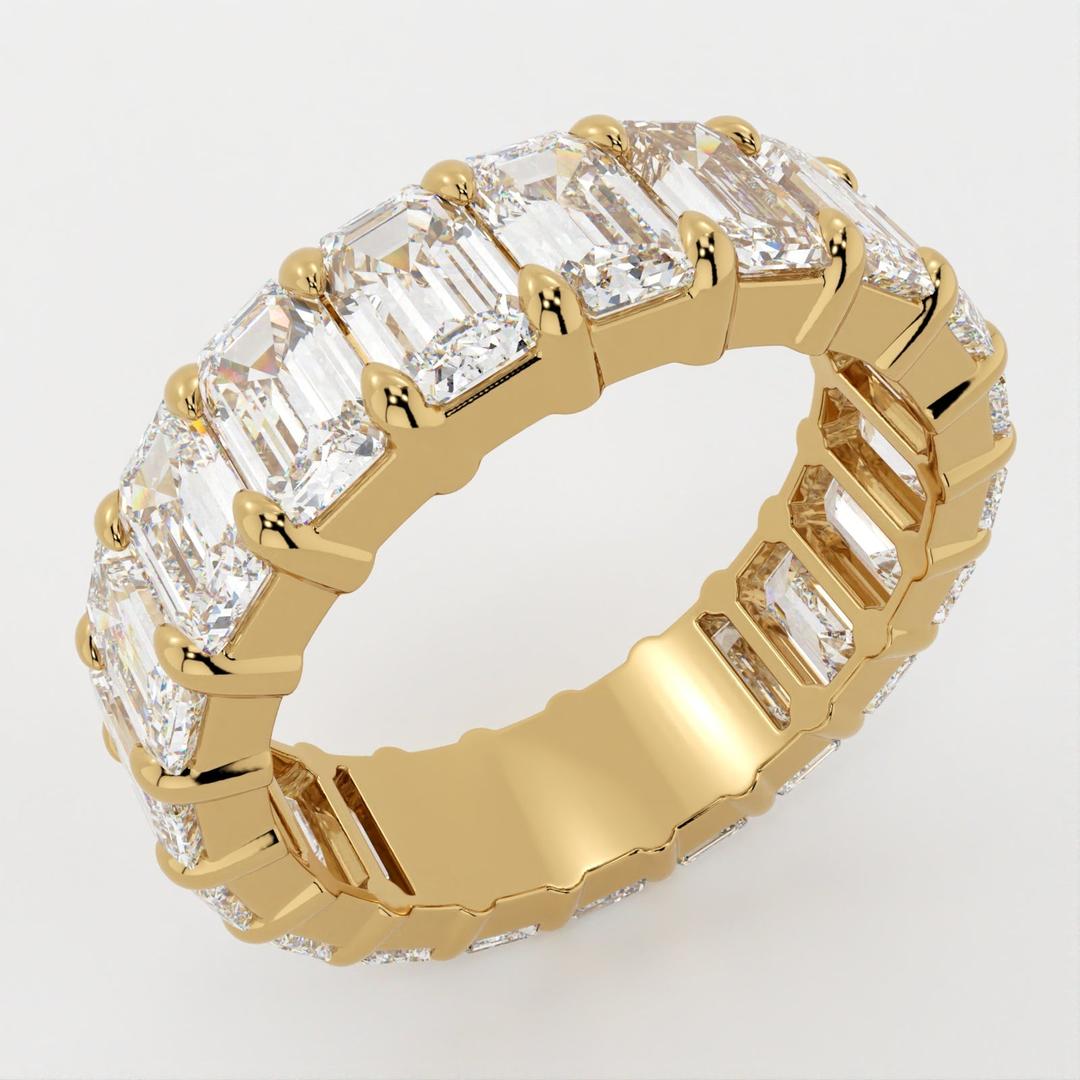 Full Eternity Wedding Band with 1.70 TCW Emerald Cut Moissanite