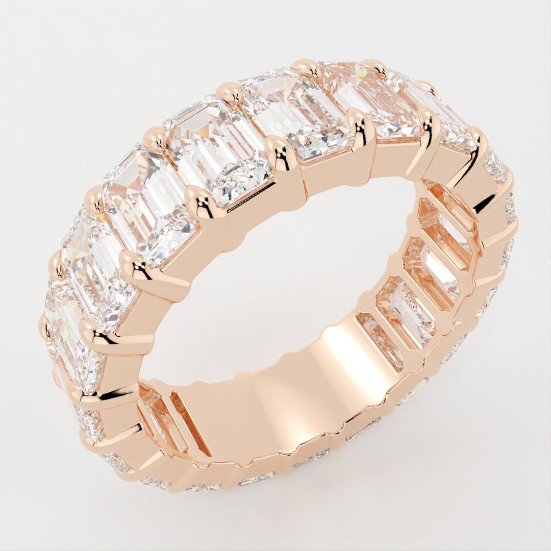 Full Eternity Wedding Band with 1.70 TCW Emerald Cut Moissanite