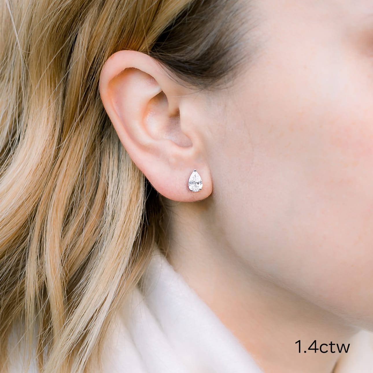 Solitaire Stud Earrings with 1.0 CT-3.0 CT Pear Cut Moissanite
