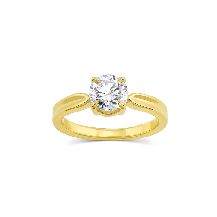 Round cut moissanite solitaire engagement ring