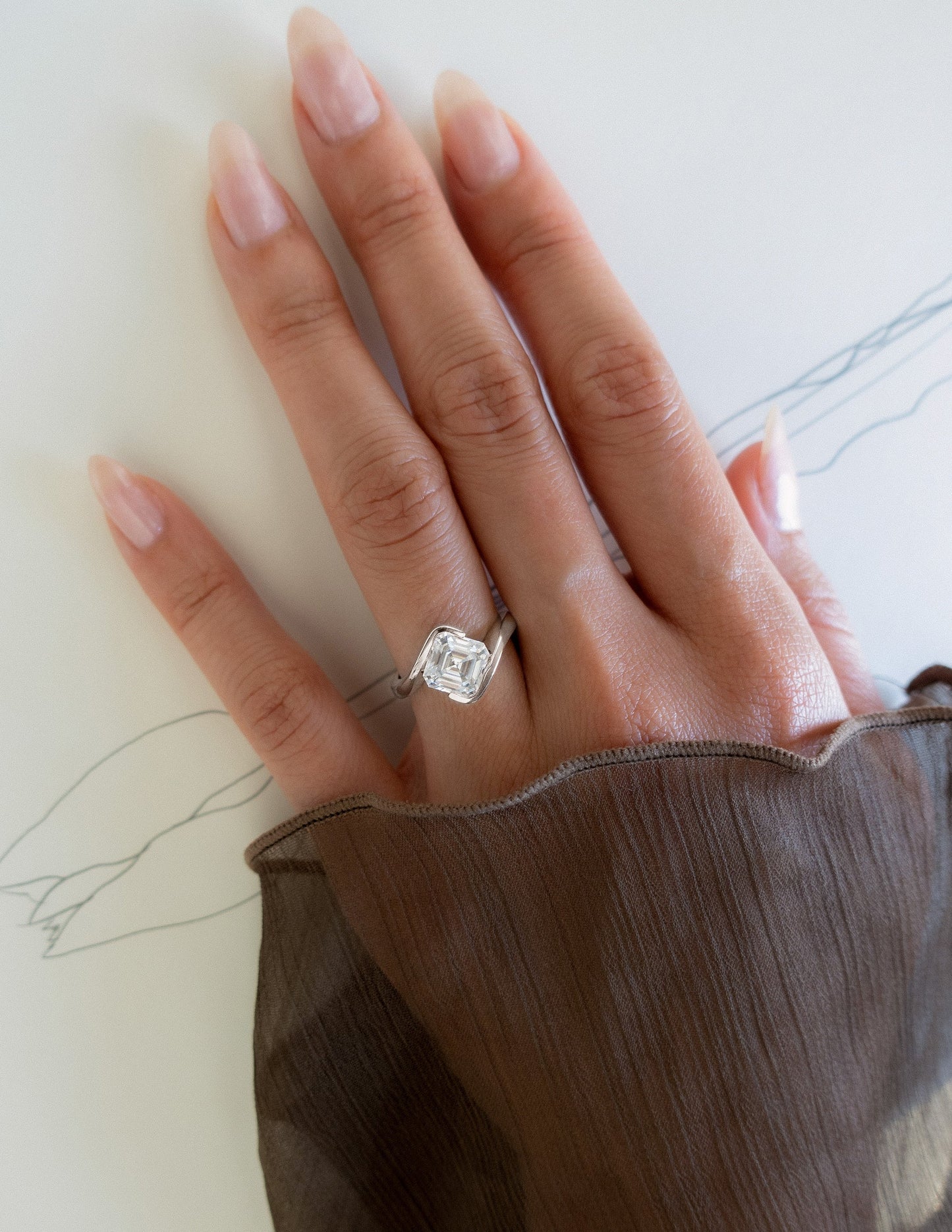 1.50 -2.50 CT Asscher Cut Lab Grown Diamond Solitaire Engagement Ring