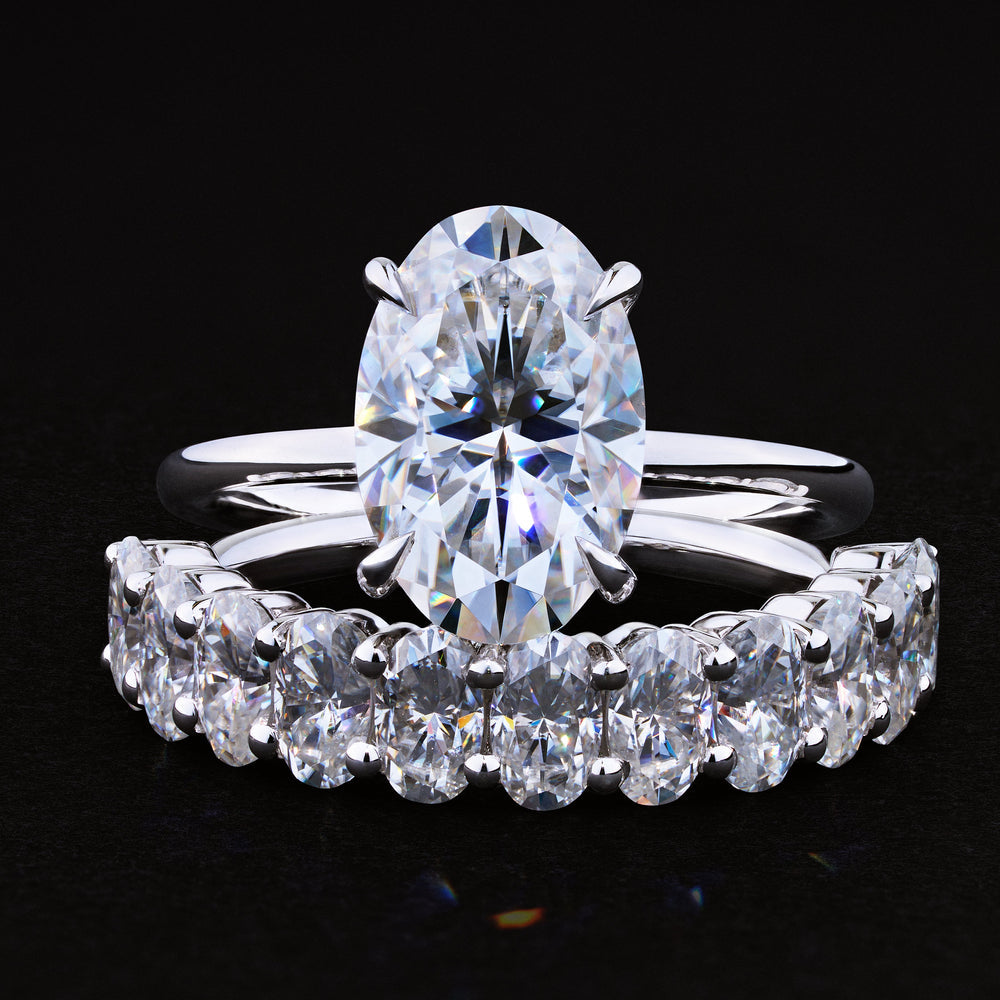 Half Eternity Band with 1.50 TCW Oval Cut Moissanite
