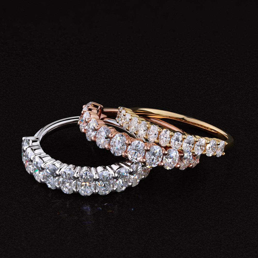 Half Eternity Band with 1.50 TCW Oval Cut Moissanite