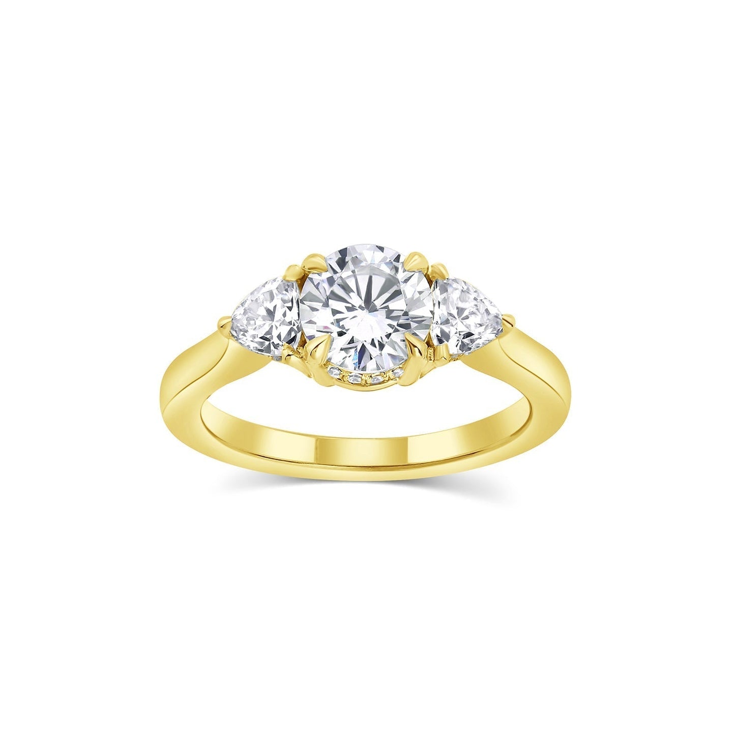 Three stone round moissanite engagement ring