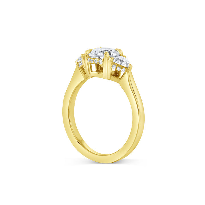 Three stone round moissanite engagement ring