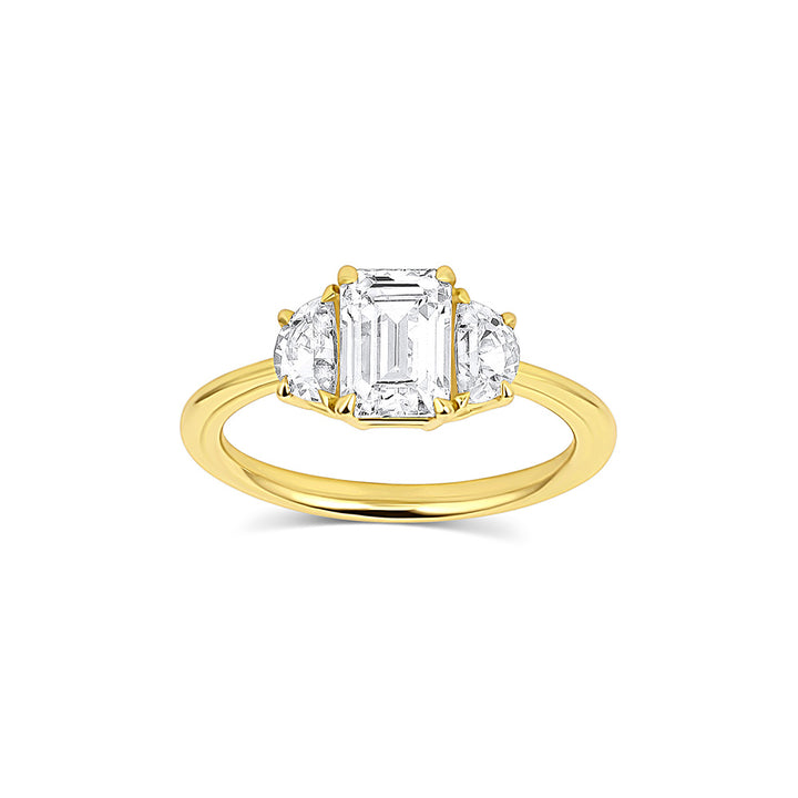 Three Stone Ring with 2.0 CT Emerald Moissanite