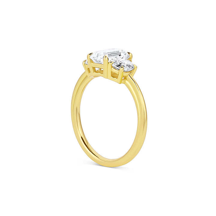 Three Stone Ring with 2.0 CT Emerald Moissanite
