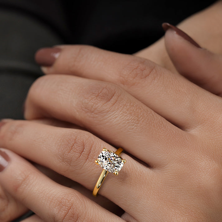 Solitaire Ring with 1.0 CT Cushion Cut Moissanite