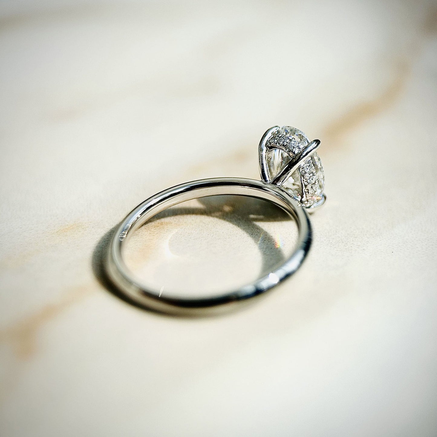 1.50 CT Oval E/VS1 CVD Diamond Hidden Halo Engagement Ring