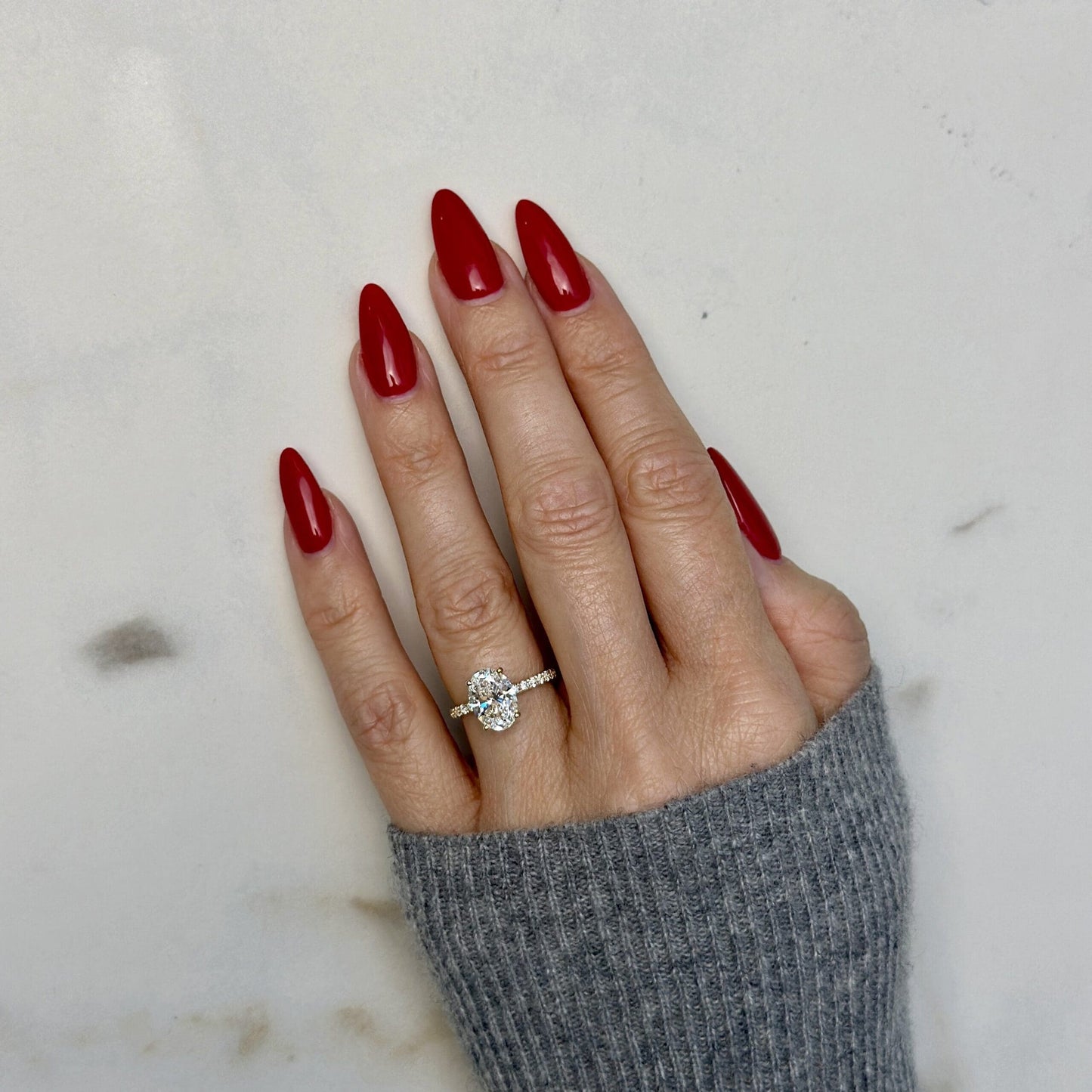 2.0 CT Oval E/VS1 CVD Diamond Hidden Halo Pave Engagement Ring