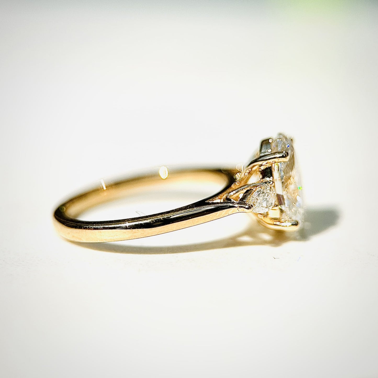 3.0 CT Round E/VS1 CVD Diamond Three Stone Engagement Ring